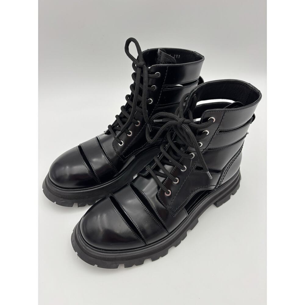 Alexander McQueen Wander Leather Cutout Combat Boots Black Size 39 / 9 - Picture 4 of 16